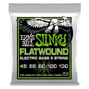 Ernie Ball P02816 Regular Slinky 5-String Flatwound Electric Bass Strings - 45-130 Gauge