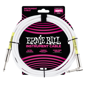Ernie Ball 10' Straight / Angle Instrument Cable - White