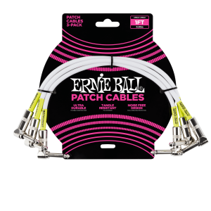 Ernie Ball 1' Angle / Angle Patch Cable 3-Pack - White
