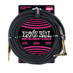 Ernie Ball 25' Braided Straight / Angle Instrument Cable - Black
