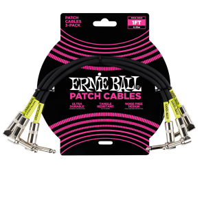 Ernie Ball 1' Angle / Angle Patch Cable 3-Pack - Black