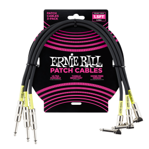 Ernie Ball 1.5' Straight / Angle Patch Cable 3-Pack - Black