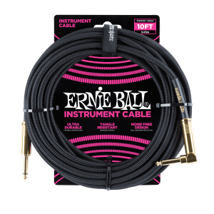 Ernie Ball 10' Braided Straight / Angle Instrument Cable - Black