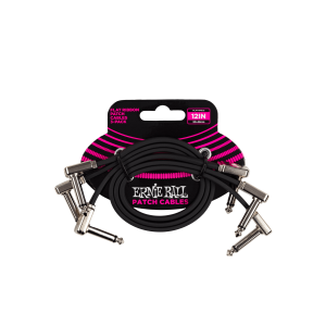Ernie Ball 12" Flat Ribbon Patch Cable 3-Pack - Black