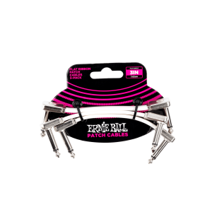Ernie Ball 3" Flat Ribbon Patch Cable White 3 Pack - White