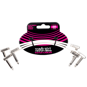 Ernie Ball 6" Flat Ribbon Patch Cable White 3-Pack - White