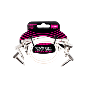 Ernie Ball 12" Flat Ribbon Patch Cable White 3-Pack - White
