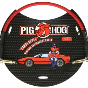 Pig Hog "Candy Apple Red" 1ft Right Angled Patch Cables