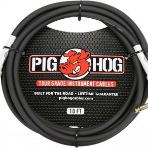PIG HOG 10' INSTRUMENT CABLE, 1/4" -1/4" 8mm, RIGHT ANGLE