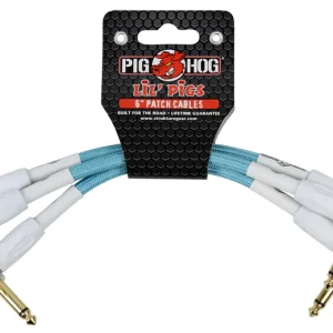 Pig Hog "Daphne Blue" 6" patch cables, 3pk