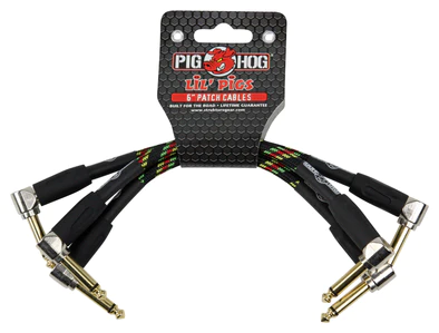 Pig Hog "Rasta Stripe" 6" patch cables, 3pk