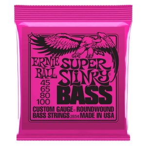 Ernie Ball 2834 Super Slinky Round Wound Electric Bass Strings 45-100 (2 PACK BUNDLE)